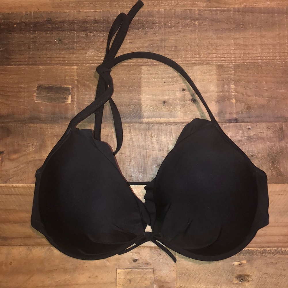 Victoria Secret Swim 34 DD Black Bikini Top Tie